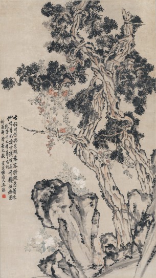 古柏凌霄图轴 | 清代/李鱓