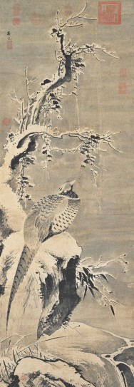 寒雪山鸡图轴 | 明代/吕纪