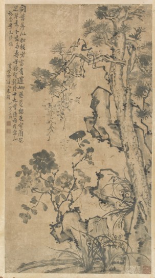 松树牡丹图轴 | 清代/李鱓