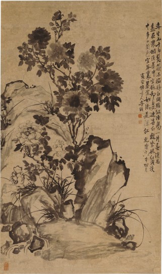 魏紫姚黄图轴 | 清代/李鱓
