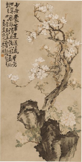玉兰牡丹图轴 | 清代/李鱓