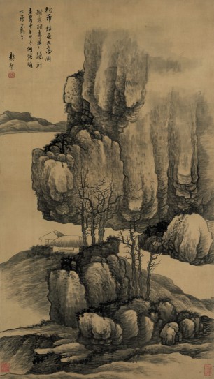 高岗茅屋图轴 | 清代/龚贤