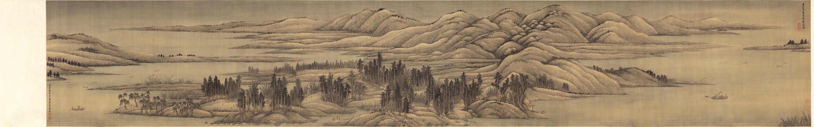 仿董源夏景山口待渡图卷 | 清代/王翚