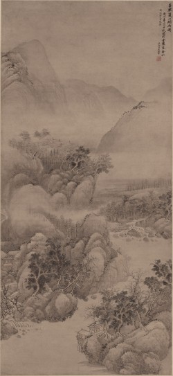仿巨然夏山烟雨图轴 | 清代/王翚
