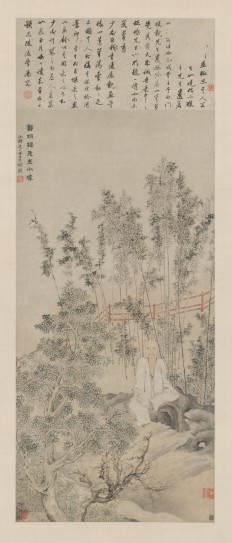 郑燮小像方士庶补景轴 | 清代/佚名