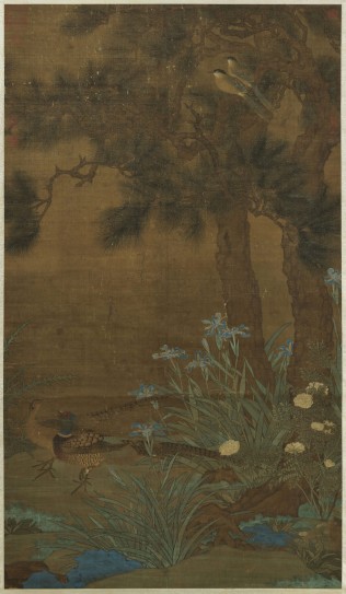 双松花鸟图轴 | 宋代/佚名