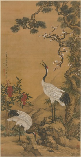 松梅双鹤图轴 | 清代/沈铨