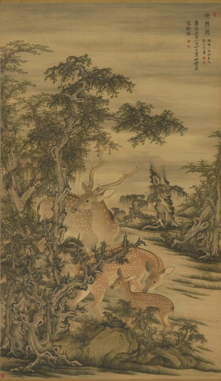 合画瑞鹿图轴 | 清代/黄鼎+崔鏏