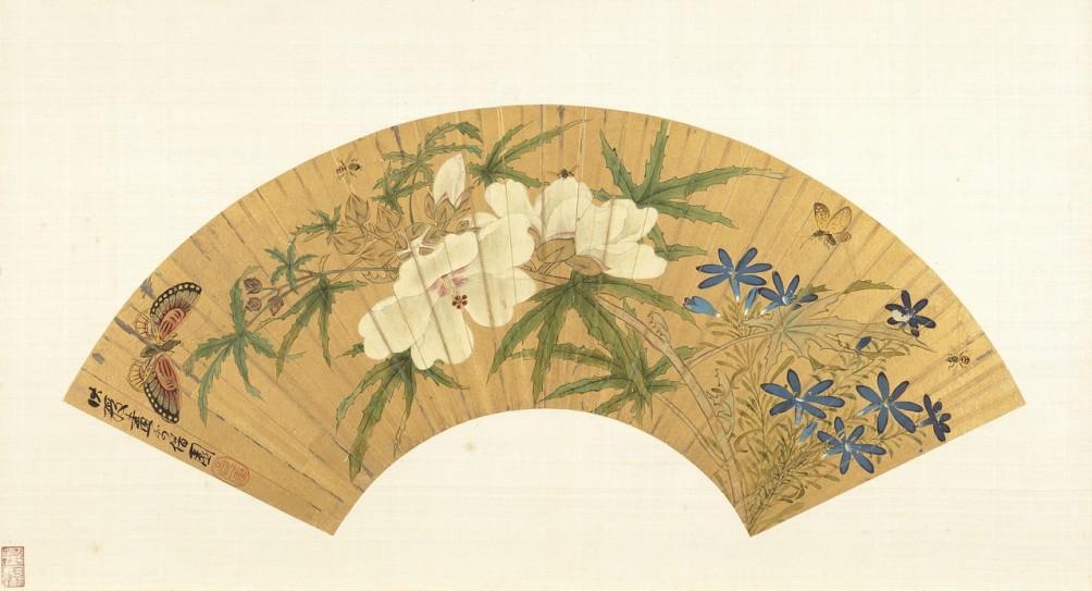 花卉草虫图扇 | 明代/陈洪绶