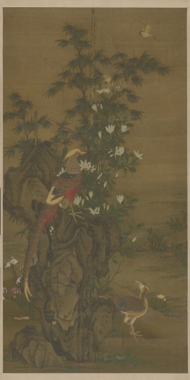 花竹锦鸡图轴 | 元代/王渊