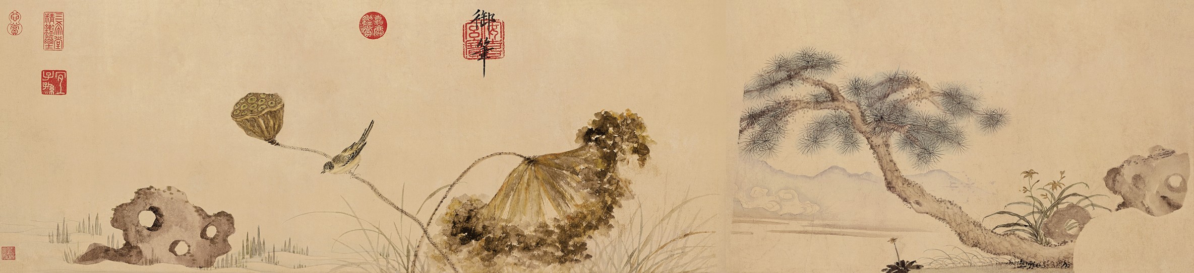 莲浦松吟荫图卷 | 明代/朱瞻基