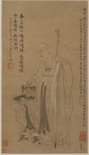 菩萨摩顶图轴 | 明代/陈洪绶