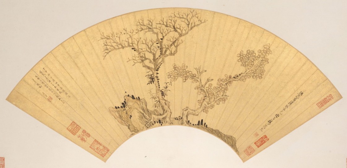 山水花鸟人物图扇 | 明代/陈洪绶
