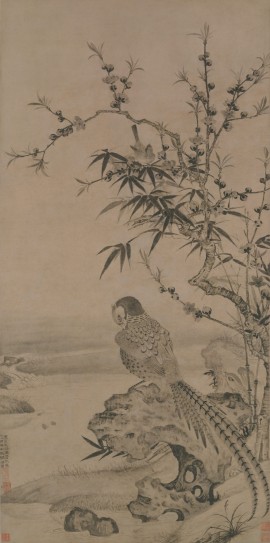 桃竹锦鸡图轴 | 元代/王渊