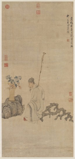 玩菊图轴 | 明代/陈洪绶
