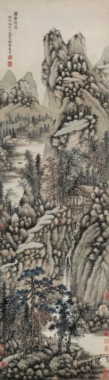 层峦溅瀑图轴 | 明代/谢时臣