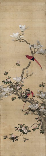 四季花鸟图屏之三 | 清代/陈枚
