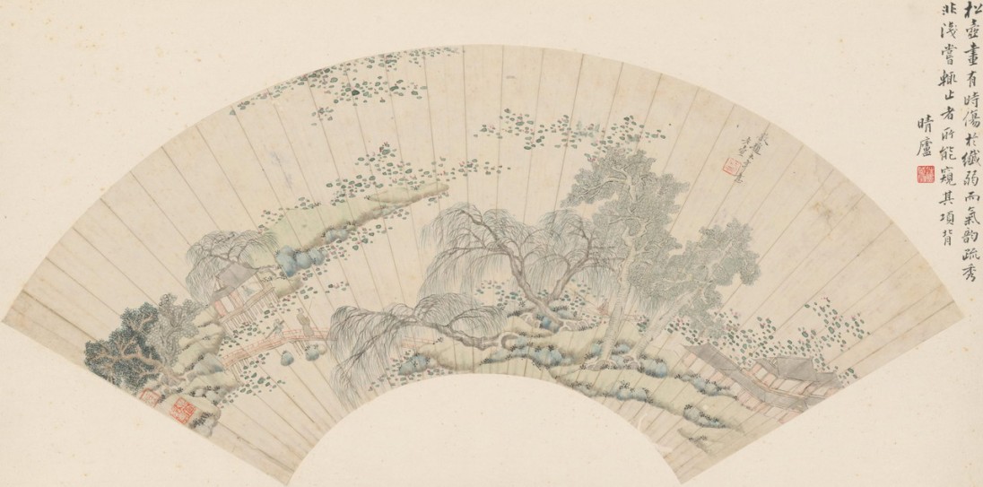仿赵大年山水图扇 | 清代/钱杜