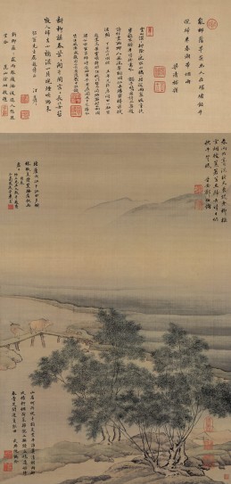 杨柳暮归图轴 | 清代/萧晨