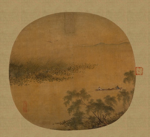 柳溪泛舟图扇 | 宋代/佚名
