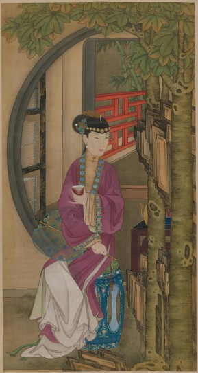 雍亲王题书堂深居图屏·桐荫品茶轴 | 清代/宫廷画师