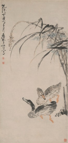 芦鸭图轴 | 清代/黄慎