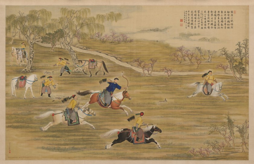 乾隆皇帝射猎图轴 | 清代/郎世宁