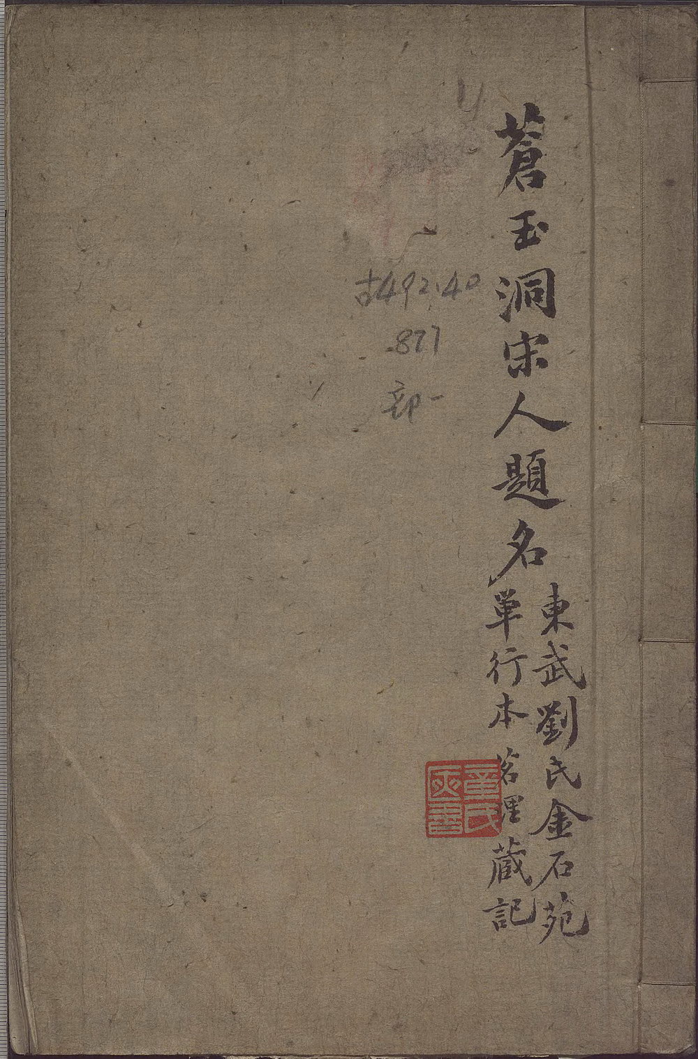 苍玉洞宋人题名 | 清刊本