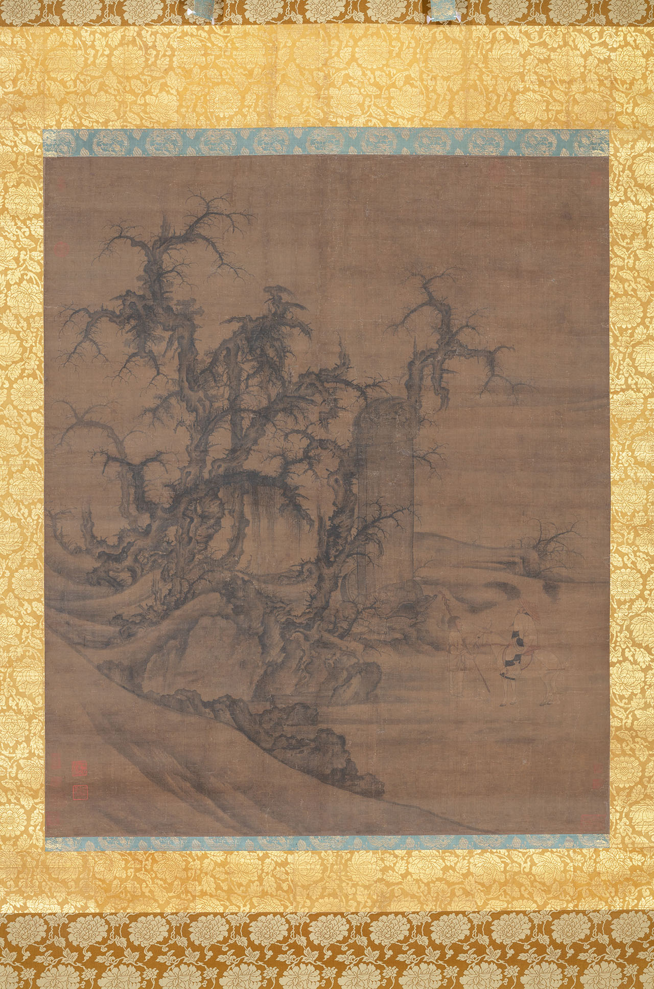 读碑窠石图轴 | 北宋/李成 王晓 合绘