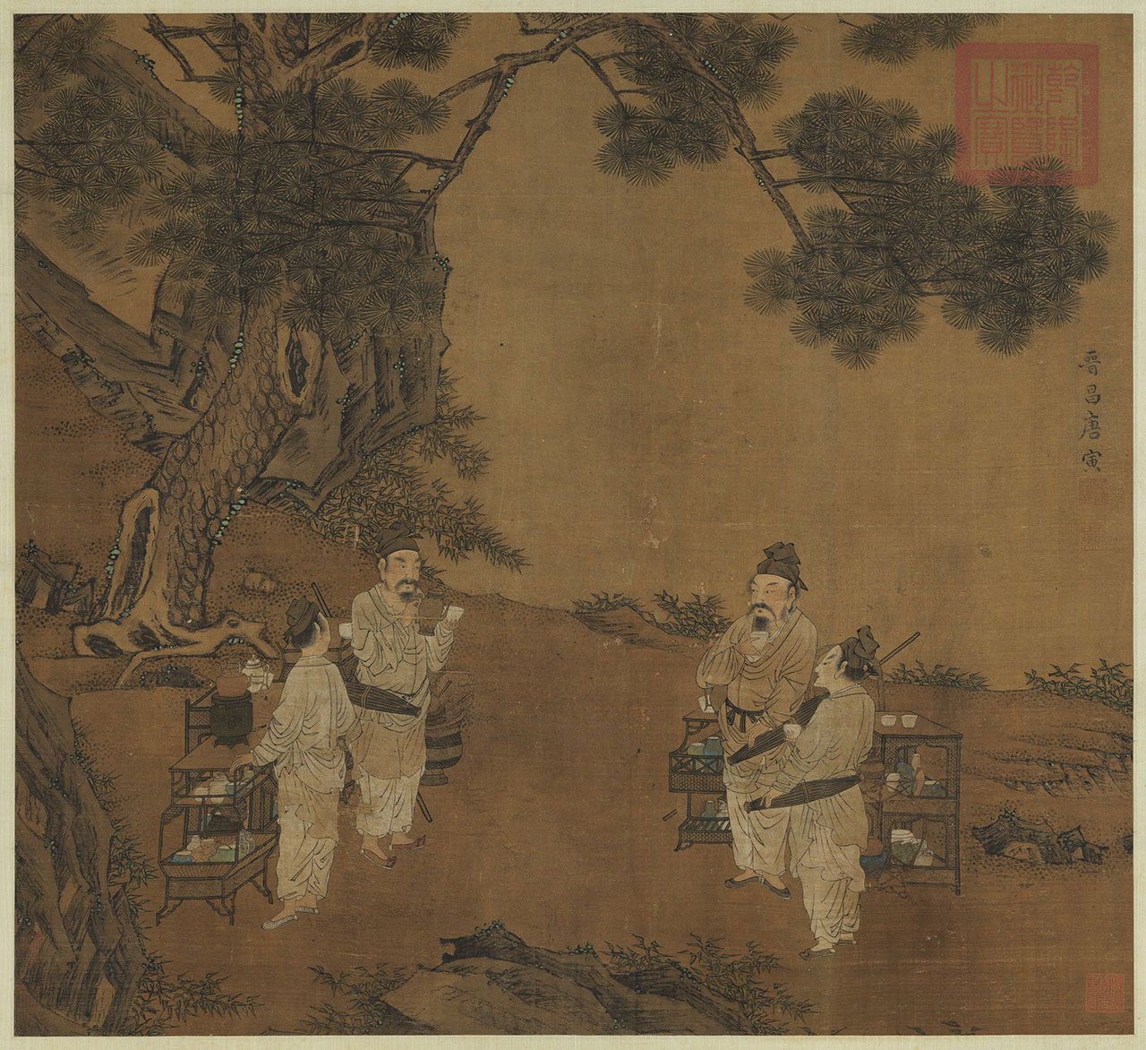 斗茶图轴 | 明代/唐寅