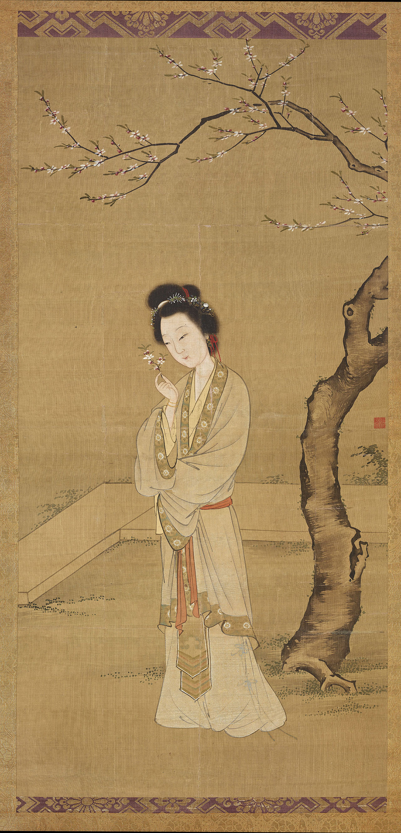 人面桃花图轴 | 明代/张纪